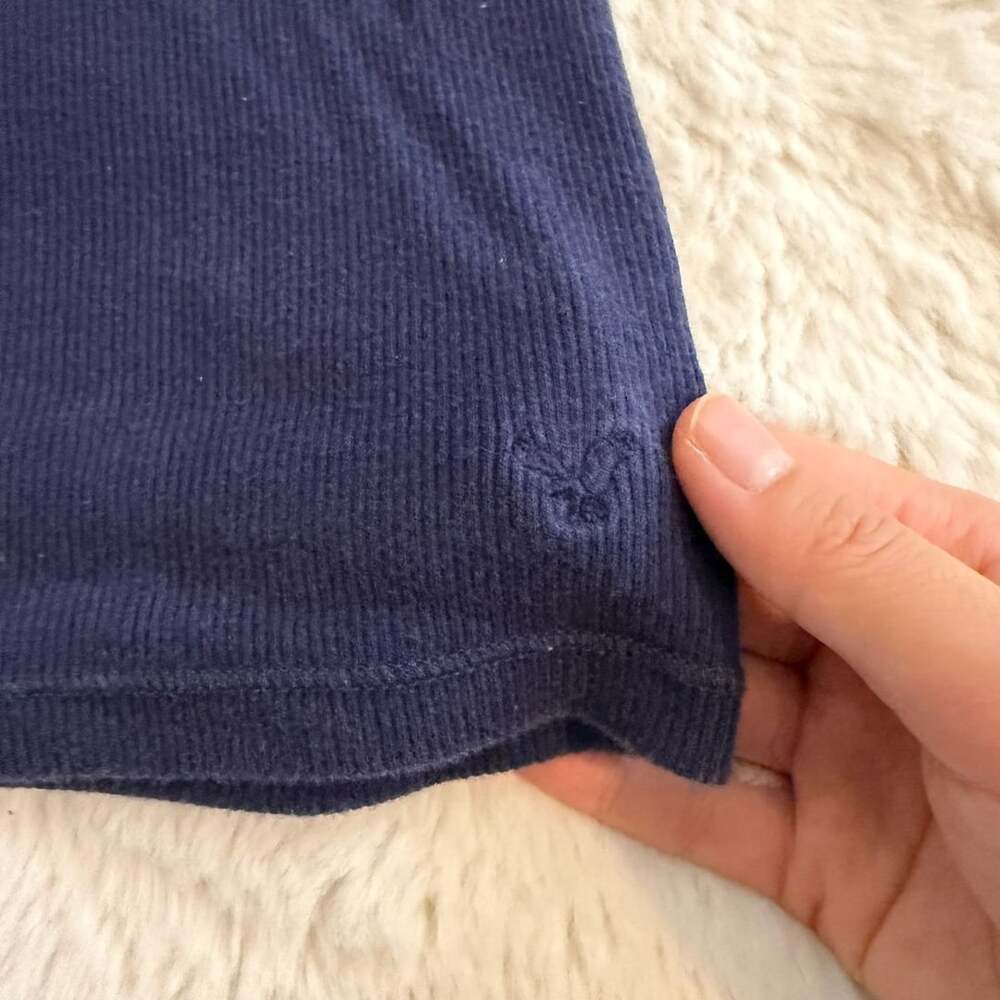 American Eagle Outfitters Tank Top Size L/G Navy Blue Ribbed Cotton